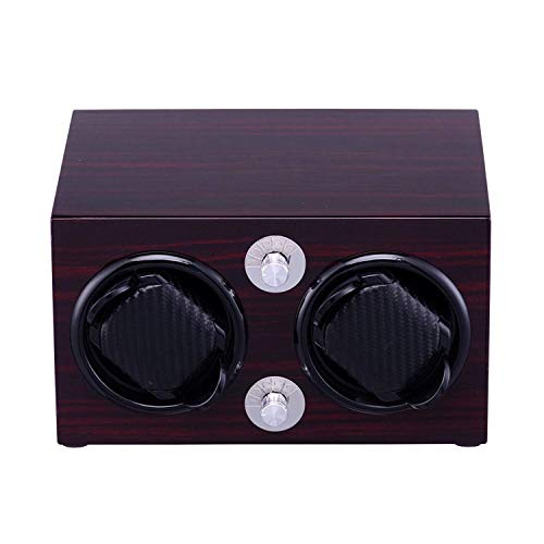 JHSHENGSHI Regalo Festival PU Auto Watch Winder Dual Watch Winders 2+0 cuero almacenamiento pantalla reloj devanadera caso rotación automática bobinadoras