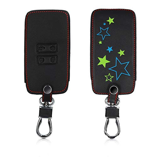 kwmobile Funda Compatible con Renault Llave de Coche Smart Key de 4 Botones (Solo Keyless Go) - Cubierta de Cuero sintético - Case para Mando y Control de Auto Varias Estrellas