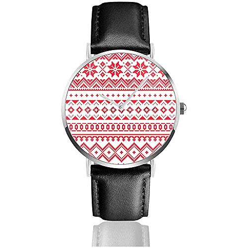 Lapland Winter Sami Relojes con Correa de Cuero de Acero Inoxidable Relojes de Pulsera