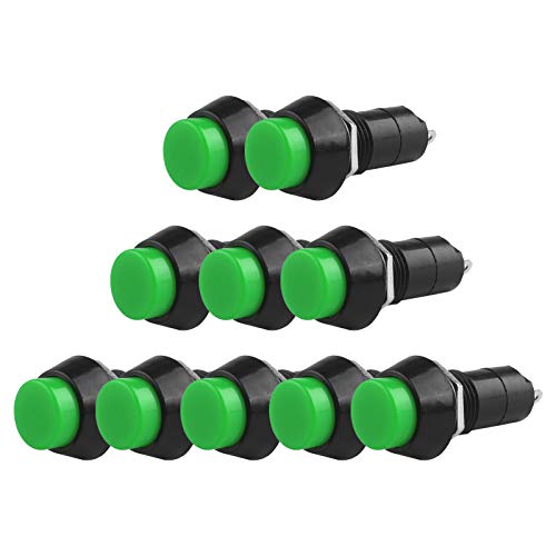 Larcele 12mm Pulsador Momentáneo Mini DIY Empujar Botón 10 Piezas ANKG-14 (Verde)