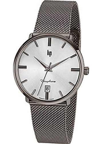 Lip – Dauphine 38 – Reloj Hombre – h671 m419 – Pulsera Milanais Negro – Reloj Plata – Date