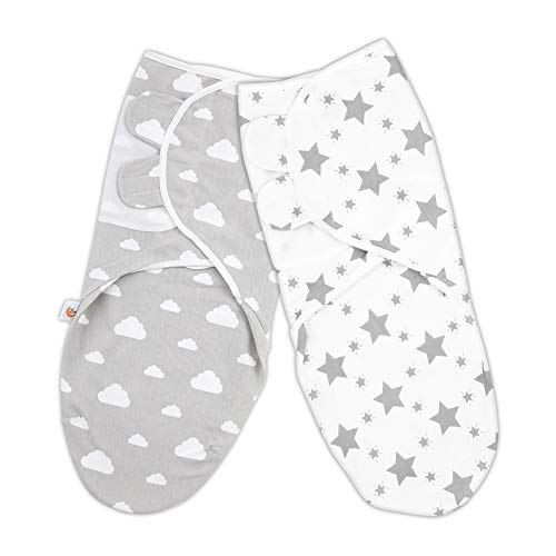 Manta Envolvente Para Bebé - RIGHTWELL 2 Pcs Baby Swaddle Blanket Manta Bebe 100% AlgodóN Apto Para BebéS De 0-3 Meses, Con Velcro-Unisexo