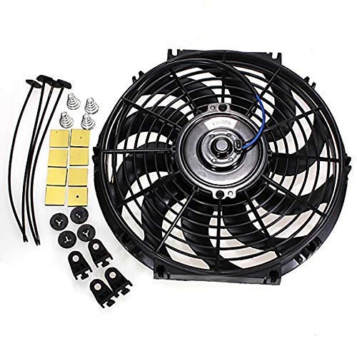 MASO Ventilador de refrigeración universal de radiador de 12 pulgadas 12 V 80 W Intercooler eléctrico Ventilador de motor de coche+Kit de montaje (negro)