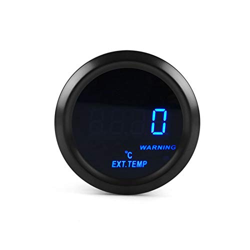 Medidor de tacómetro automático para Coche 2"52mm de Escape Gas Gauge Digital Escape Gas Temp Temp Gauge Blue LED EGT EXT EXT CAUGE Meter con Sensor para carros (Color : Black)