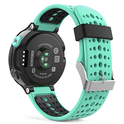 MoKo Forerunner 235/220 / 230/620 / 630/735 Correa - Reemplazo Suave Silicona Watch Band Deportiva Accessorios de Reloj Pulsera Ajustable con Cierre de Clip, Menta Verde & Negro