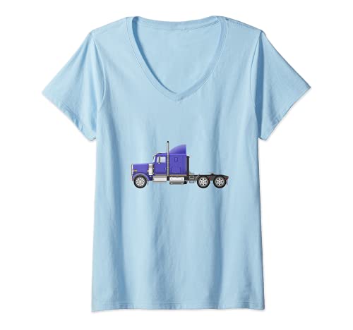 Mujer Camión semirremolque Tractor remolque de carga Camiseta Cuello V