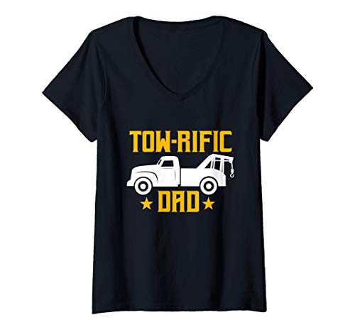 Mujer Día del padre del conductor de la grúa Tow-Rific Dad Camiseta Cuello V