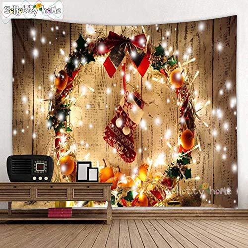 N / A Christmas Tapestry Christmas Tree and Fireplace Warm Family Wall Hanging Backdrop Home Room Decoration Gift A22 200cmx150cm