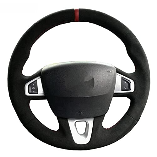 Oeiefe Cubierta de Volante de Coche de Gamuza Negra, para Renault Megane 3 Coupe RS 2010 2011 2012 2013 2014 2015 2016