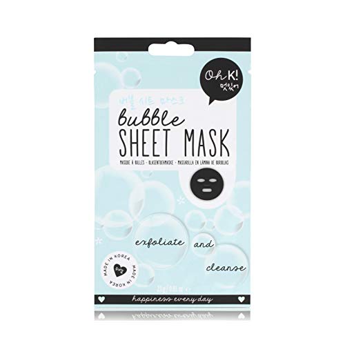 Oh K! - Mascarilla Facial Burbujas - Exfoliante - Limpiadora - Elimina las Pieles Muertas - Mascarillas Coreanas - Con Fibra de Carbón Vegetal y Extracto de Corteza de Sauce - No Testada en Animales