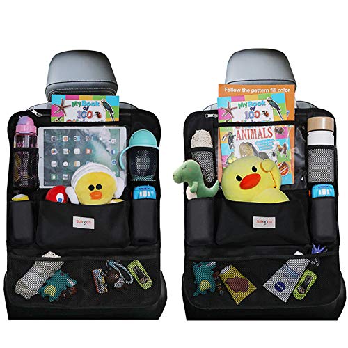 Organizadores para coche, Organizador Asiento Coche, SURDOCA 4 de la generación Organizador Coche niños, Ajuste con [10.5 & 9.7 & 7.9 iPad] Organizador Asiento. Negro, 2 piezas