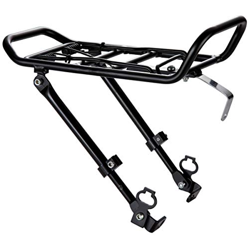 Ostand - Rejilla para portaequipajes, Parte Delantera, Aluminio, Color Negro, Ajustable para Bicicleta de 24 a 28