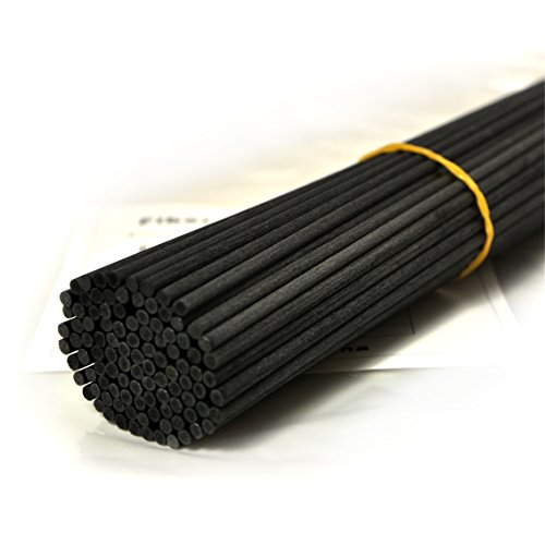 Ougual Caña de Fibra propagación difusor de Varillas de Repuesto Palos para Aroma y Fragancia (30cm*3mm, Negro)