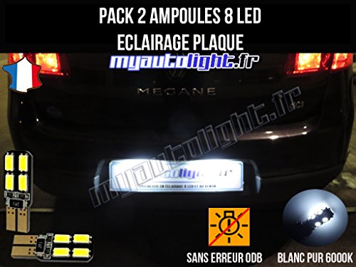 Pack Bombillas LED iluminación placa para Renault Megane 3