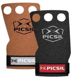 PICSIL Raven Calleras para Cross Training, Grips de Cuero Sintético de 3 Agujeros, 1 mm de Grosor, Agarre Natural, Mayor Sensibilidad en los Ejercicios, para Halterofilia, Box, Powerlifting, Negro, M