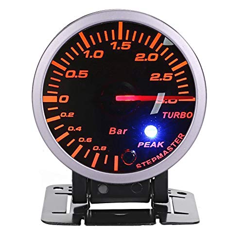 Qiilu Turbo Boost Meter, 2.5inch 60mm 3.0 Bar LED Modificación del coche Turbo Boost Gauge Meter Pointer DC12V