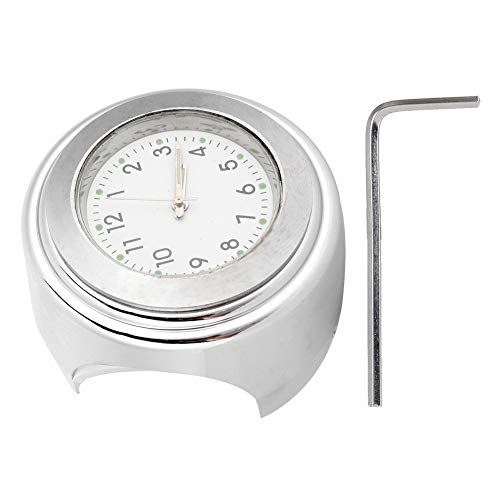 Reloj de la motocicleta, 22-25mm Reloj universal de aluminio para el manillar de la motocicleta Soporte de metal Reloj de mano con barra de agarre(Esfera blanca)