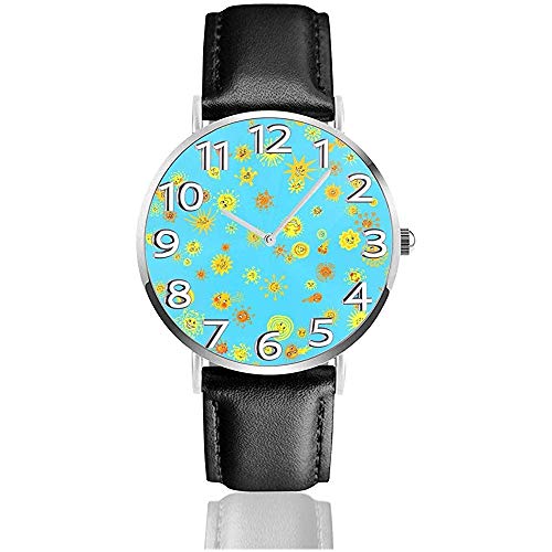 Reloj de Pulsera Reloj Sunshining Competition Reloj de Pulsera de Cuero Negro clásico de Cuarzo Casual Relojes de Negocios