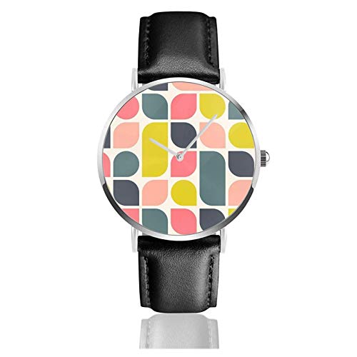 Reloj geométrico retro con movimiento de cuarzo, correa de reloj de cuero impermeable para hombres y mujeres, reloj informal de negocio