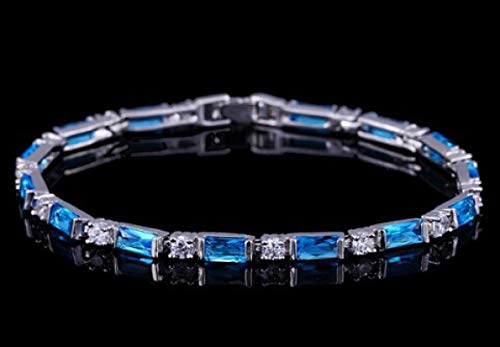 Secuos Pulsera Mujer Moda Cz Charm Lovely Red Green Blue Pulseras De Tenis De Cristal Austriaco para Mujeres Año Nuevo Lightblue