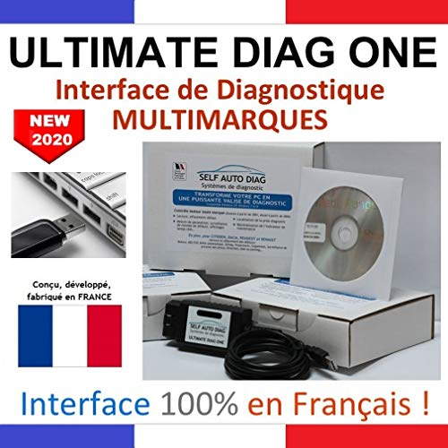 Self Auto Diag Ultimate DIAG One; Interfaz de diagnóstico MULTIMARCAS, versión Memoria USB; Maleta de diagnóstico para Coche, en francés
