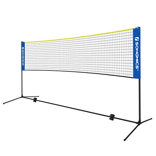 SONGMICS 5 m Red de Tenis bádminton, Altura Ajustable, Azul y Amarillo SYQ500Q02