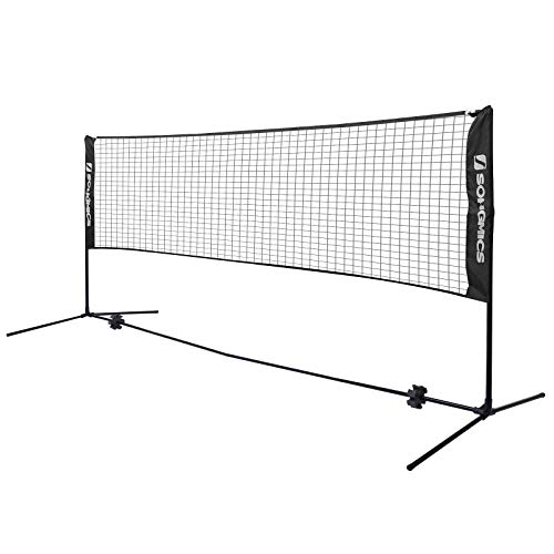 SONGMICS 5 m Red de Tenis Bádminton de Longitud, de Pie, Altura Ajustable Entre 107-155 cm  SYQ500HV1