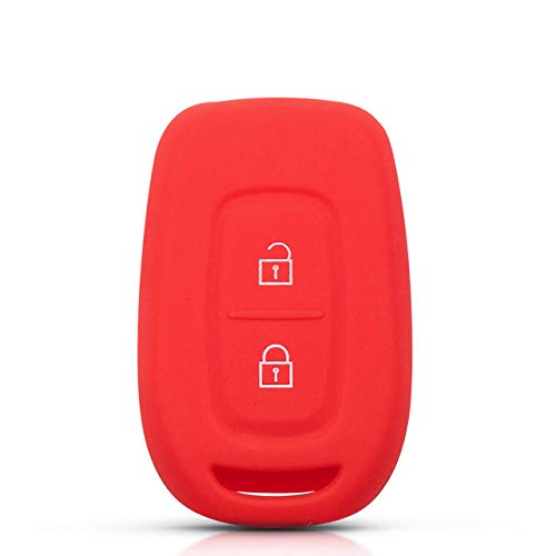 STEDMNY Funda para Llave de Coche con Control Remoto de Silicona de Piel de Llave Recta para Renault Megane Koleos Dacia Scenic Master Logan 2 Botones, Rojo