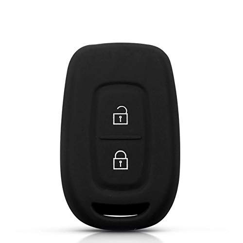 STEDMNY Para Renault Megane Koleos Dacia Scenic Master Logan Straight Key Skin Silicona Remote Car Key Fob Case Cover 2 Botones, Negro