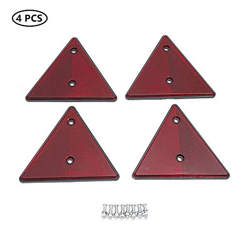 TAEUTO 4 x Catadioptrico Triángulo Rojo, Catadioptrico Triángulo Remolque Apriete de Tornillo, Reflector de luz Triangular Rojo, para Camión RV Caravana Remolque Tractor Moto Autos Catadioptrico