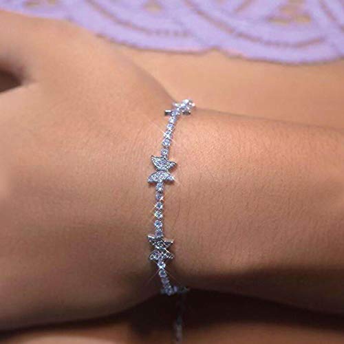 Tennis Chain Butterfly Bracelet Luxury Animal Charm Silver Color Bracelets Women Hiphop Fashion Jewelry