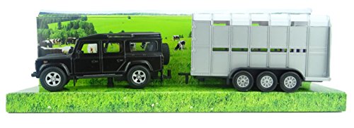 TOYLAND 4x4 Defender con Ganado Trailer - Ganadería Transporte Negro