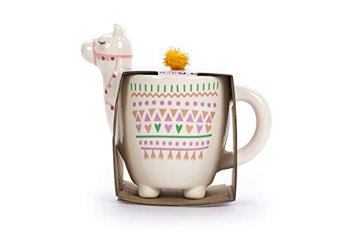 Tri-coastal Design - Taza de té/café con Tema de Animales Divertidos: Taza de Regalo de cerámica Hermosa (Pink Llama)