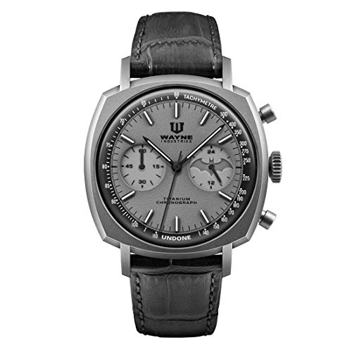 Undone Batman Dark Knight Cronógrafo Mecánico Cuarzo Híbrido Titanio Gris Cuero Reloj Hombre