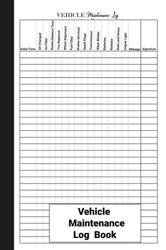 Vehicle Maintenance Log Book: Maintenance Notebook/ Record book for Vehicle, Track Repair Parts, Oil Change Information 120 Pages