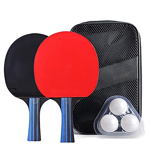 WENTING Juego de Tenis de Mesa portátil Juego de Bate de Raqueta de Tenis de Mesa, Paleta de Ping-Pong con 2 murciélagos y 3 Pelotas, Nivel intermedio y avanzado