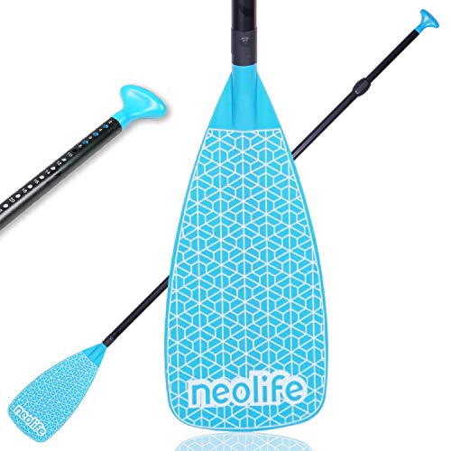 XUXIAKE Paddles SUP - Paddleboard flotante con mango de fibra de carbono y hoja de nailon, ajustable, 180-219 cm, color azul