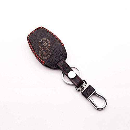 YUFFD Caso De La Llave del Coche Funda De Cuero para Llave De Coche 2 Botones, para Renault Dacia Logan Sandero Clio Megane Kangoo Modus Espace