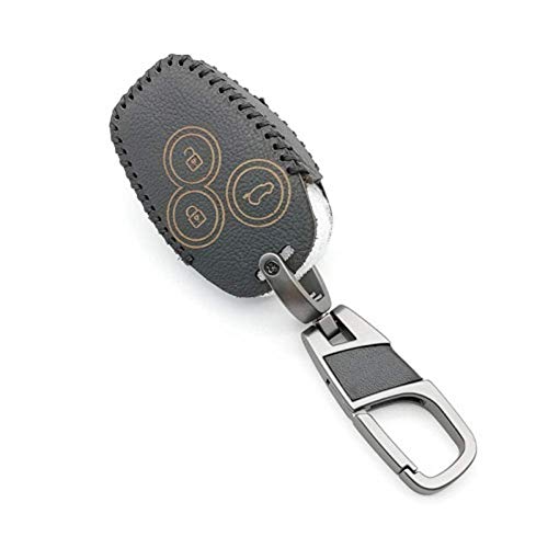 YUFFD Cubierta De La Llave del Coche Funda De Cuero con 3 Botones para Llave De Coche, para Renault Trafic Master Kangoo Modus Clio Dacia Logan Sandero Twingo