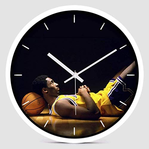 YWTT Reloj de Pared, Relojes Decorativos de Cuarzo silencioso de 12 Pulgadas, Reloj de Pared Moderno Redondo de la NBA con números arábigos, Reloj de hogar/Cocina/Oficina/Escuela, Blanco, 1