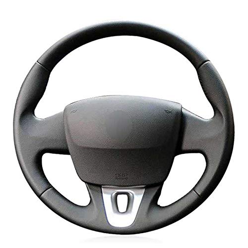 ZIMAwd Cubierta de Volante de Cuero Negro DIY, Apta para Renault Kangoo (ZE) 2014-2019 Megane 2008-2016 Fluence (ZE) 2010-2016