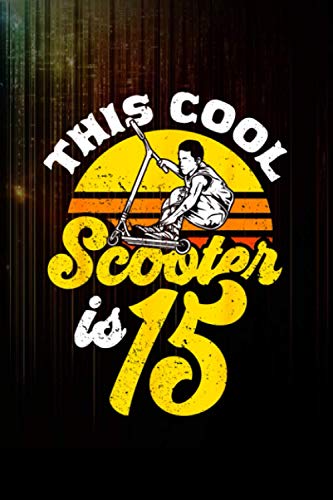 15th birthday retro scooter driver scooter boys kids Notebook 114 Pages Size 6''x9'' / College Ruled