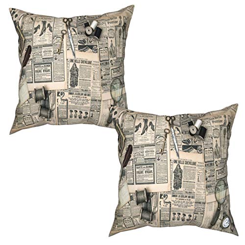 2 Piezas Fundas de Cojines París, hacia 1919 Anuncios Antiguos en periódicos revistas Femeninas Suave Almohada Decorativo para Habitacion Sofá Dormitorio Oficina Sala-45x45cm