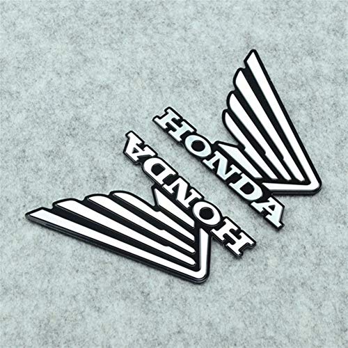 3D Etiqueta engomada de la Bici de la Motocicleta Scooter del Gas del Tanque del ala Insignia del Emblema de Aluminio Pegatinas Honda CB CBF CBR 250 400 500 600 650 1000 Decal (Color : Silver)