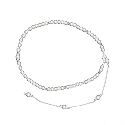 Amosfun Borla Brillante Diamante en Forma de Y Collar de Perlas Colgante Nuevo Collar sin Respaldo Cadena del Cuerpo para Lady Mujeres