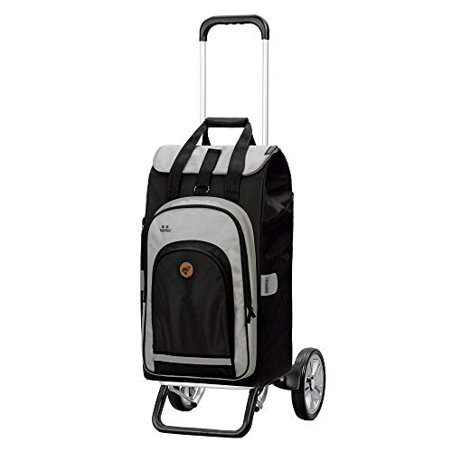 Andersen Carro de Compra ALU Star Altura Ajustable con Rueda Ø 20cm y 62 litros Bolsa Hydro 2.0 con Bolsillo térmico Negro