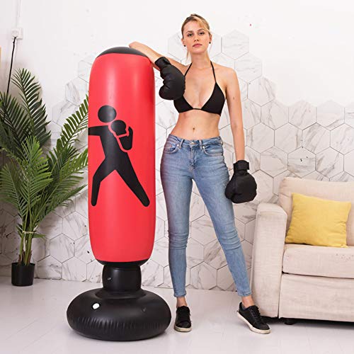 ANTKING Saco de boxeo inflable 160 cm Bolsa de boxeo inflable Adultos Niños Boxeo Punch Picking Sandbag PVC Boxeo Entrenamiento Target Alivio del estrés Ejercicio Fitness Equipo