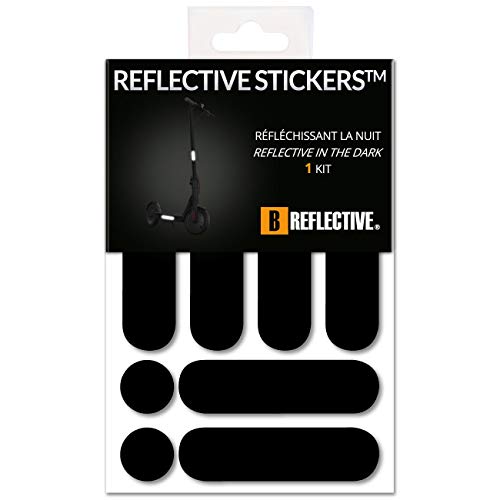 B REFLECTIVE 3M® E-Ride Standard™, Kit de Pegatinas Reflectantes de Color para 2 Scooters, Giróscopos y Otros Dispositivos personales de Movilidad motorizada, 3M Technology™, Negro