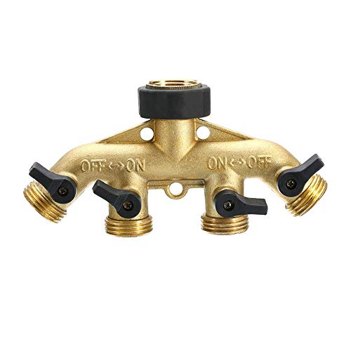 Bestine 3/4 Hose Connector Garden Hose Connector Brass Faucet Parts Connectors Garden Hose Divider Faucet Connector Faucet Adapter Faucet Hose Faucet 4 Way Hose Splitter Rubber Tap for Garden Lawn