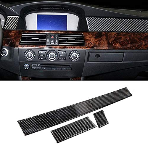 Blossion Para BMW E60 Old 5 Series 2005-2010 Accesorios 3 unids fibra carbono interior del coche tablero decoración tira pegatinas cubierta